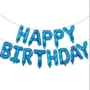Shiny Blue Happy Birthday Balloons
